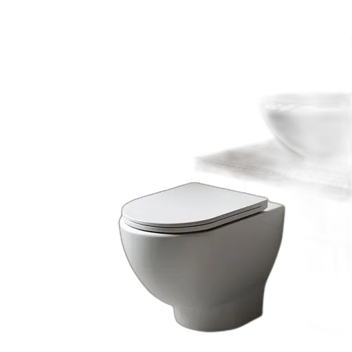 furniture, 3d render, photorealistic, modern, bathroom, white, toilet, black transparent PNG cut-out