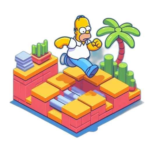 pixel art, vaporwave, concept art, 3d render, illustration, iconic, character, homer transparent PNG cut-out