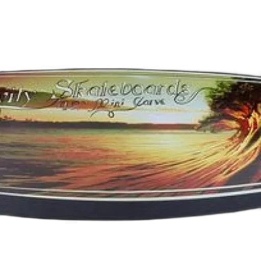 vibrant, skateboard, sunset, scene, text, skateboards, elegant, script transparent PNG cut-out