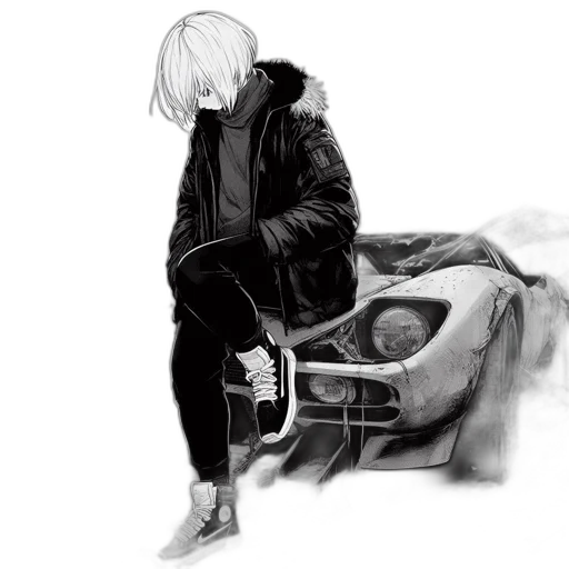 jacket, car, shoes, mask, cyberpunk, concept art, photorealistic, anime transparent PNG cut-out