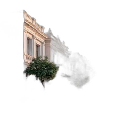 tree, building, umbrella, hair, photorealistic, concept art, 3d render, fantasy art transparent PNG cut-out
