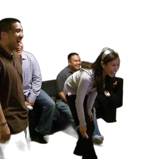 staff, 3d render, group, people, playing, video, games, living transparent PNG cut-out