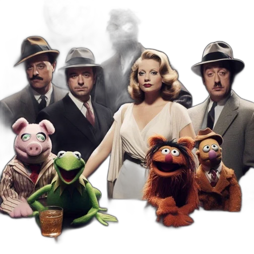 concept art, fire, dimly, lit, vintage, space, several, muppet transparent PNG cut-out