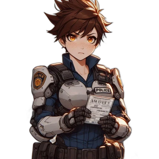 weapon, jacket, robot, staff, anime, concept art, pixel art, cartoon transparent PNG cut-out