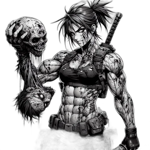weapon, sword, comic book art, concept art, fantasy art, cyberpunk, female, warrior transparent PNG cut-out