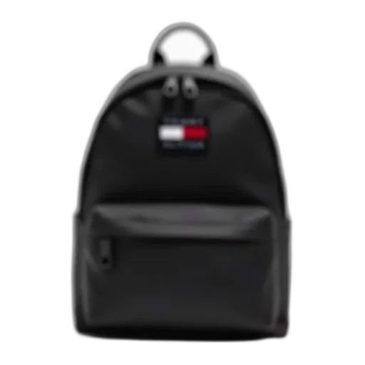 black, tommy, hilfiger, backpack, zipper, closure, logo, patch transparent PNG cut-out