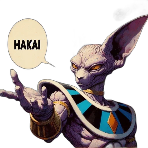 staff, concept art, fantasy art, comic book art, 3d render, beerus, god, destruction transparent PNG cut-out