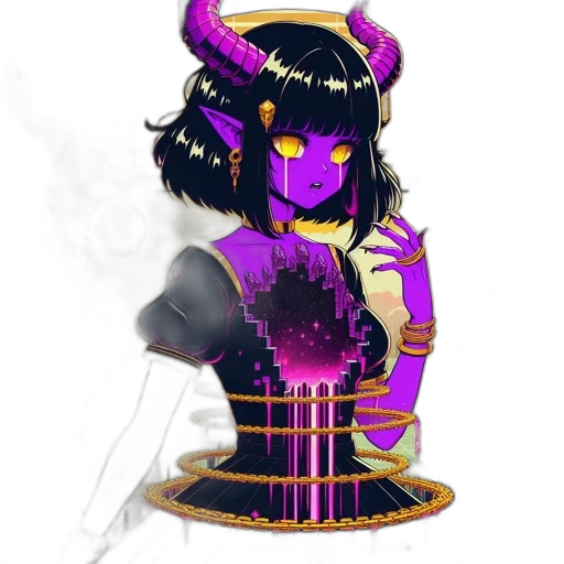 mask, staff, fantasy art, pixel art, concept art, vaporwave, dark, colorful transparent PNG cut-out