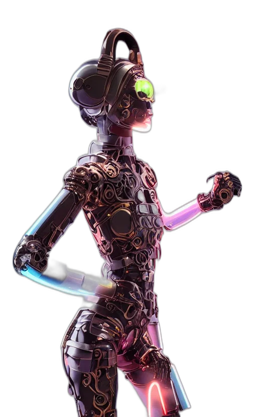 robot, staff, dress, cyberpunk transparent PNG cut-out