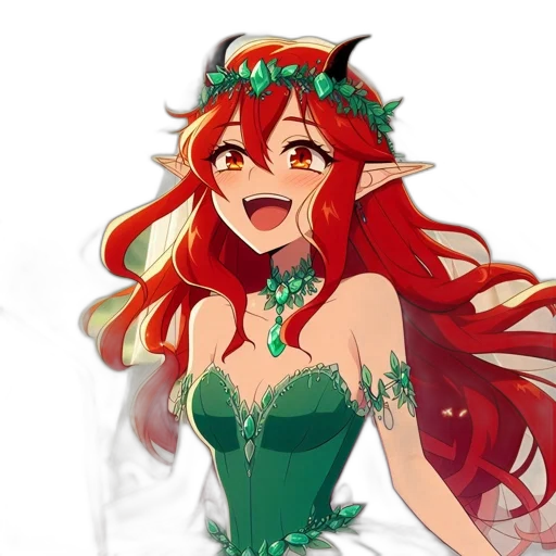 dress, crown, flower, dragon, anime, pixel art, fantasy art, concept art transparent PNG cut-out