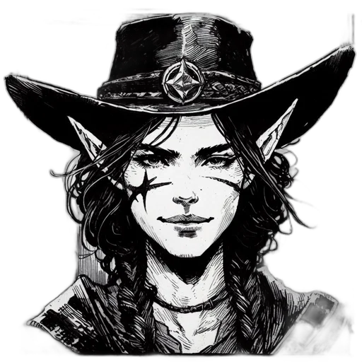 hat, staff, face, mask, fantasy art, comic book art, concept art, pencil sketch transparent PNG cut-out
