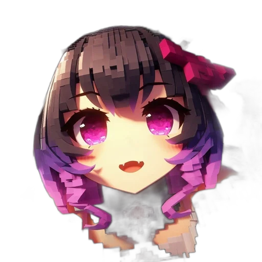 creature, face, staff, dragon, pixel art, anime, 3d render, vaporwave transparent PNG cut-out