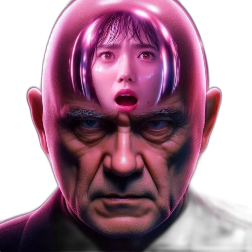 face, mask, robot, creature, concept art, cyberpunk, photorealistic, comic book art transparent PNG cut-out