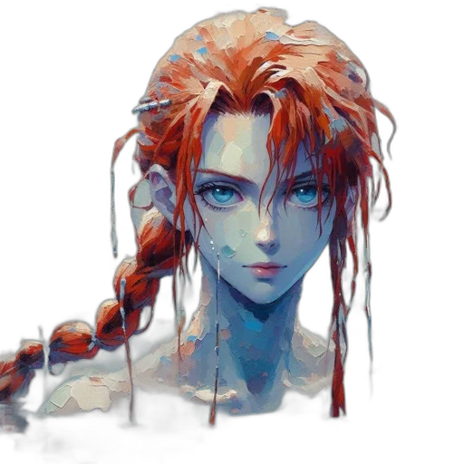 hair, face, creature, crown, concept art, fantasy art, watercolor, pixel art transparent PNG cut-out