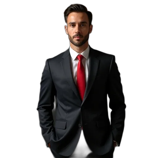 jacket, staff, face, photorealistic, 3d render, concept art, cartoon, red transparent PNG cut-out