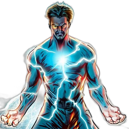 comic book art, concept art, cartoon, 3d render, intensely, staring, muscular, figure transparent PNG cut-out