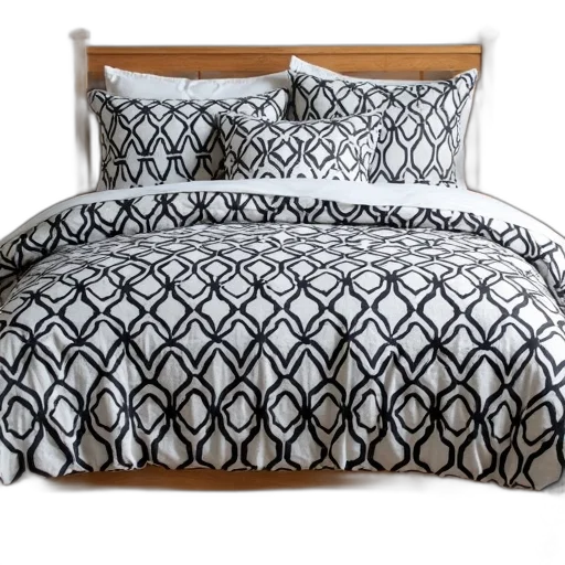 furniture, monochrome, black, white, geometric, patterned, duvet, cover transparent PNG cut-out