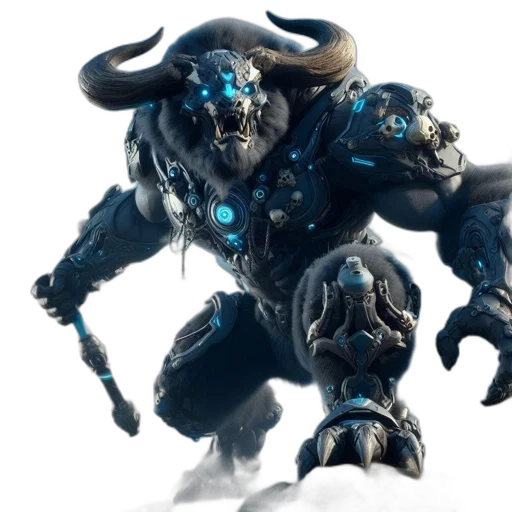creature, robot, animal, dragon, concept art, 3d render, fantasy art, blue transparent PNG cut-out