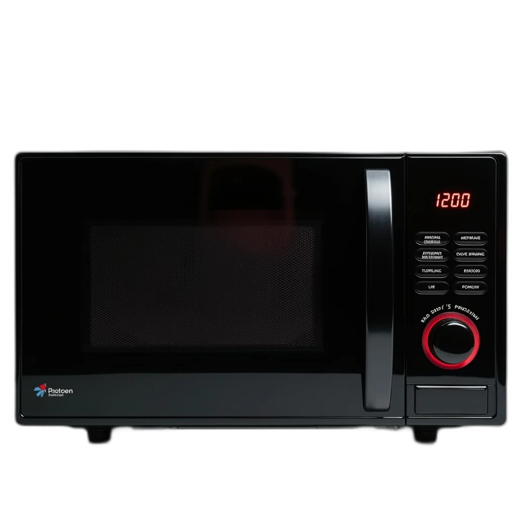3d render, black, microwave, digital, display, showing, 1200, red transparent PNG cut-out