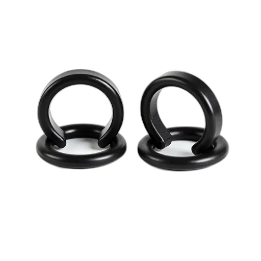 jewelry, two, identical, black, rubber, rings, displayed, side transparent PNG cut-out