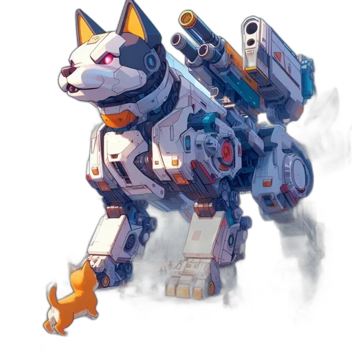 robot, weapon, animal, creature, concept art, pixel art, watercolor, fantasy art transparent PNG cut-out