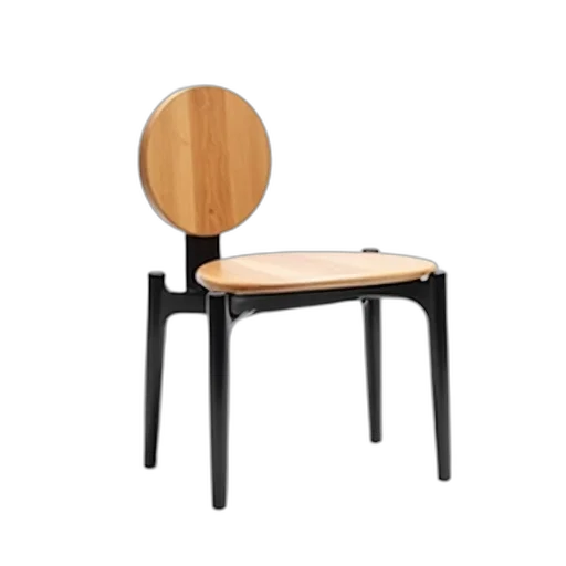 furniture, 3d render, wooden, chair, black, frame, round, backrest transparent PNG cut-out