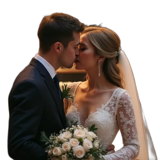 dress, photorealistic, couple, kissing transparent PNG cut-out