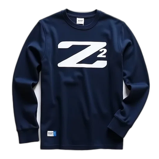 jacket, blue, navy, long-sleeve, t-shirt, white, logo, front transparent PNG cut-out