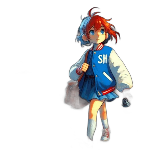 jacket, staff, dress, robot, pixel art, concept art, anime, 3d render transparent PNG cut-out