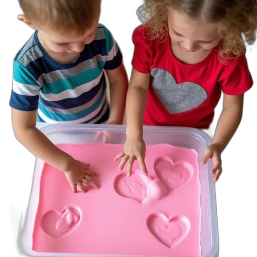 two, children, playing, pink, substance, plastic, container, child transparent PNG cut-out