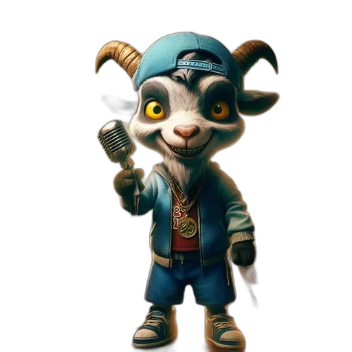 staff, weapon, animal, concept art, fantasy art, 3d render, animated, goat-like transparent PNG cut-out