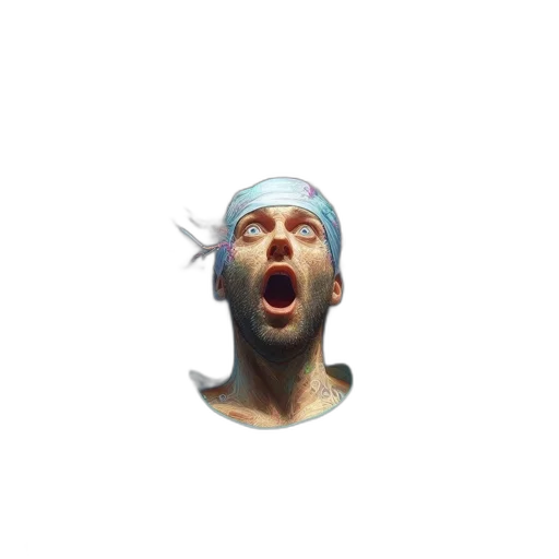 face, hat, mask, creature, 3d render, man, lies, bed transparent PNG cut-out
