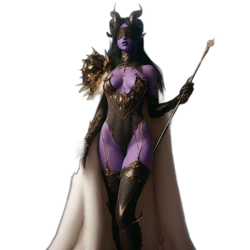 staff, concept art, fantasy art, 3d render, comic book art, dark, ethereal, purple-skinned transparent PNG cut-out