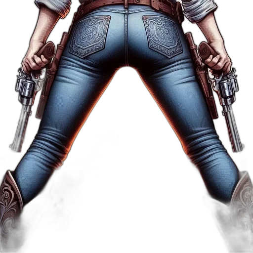 weapon, jacket, concept art, comic book art, cyberpunk, photorealistic, two, armed transparent PNG cut-out