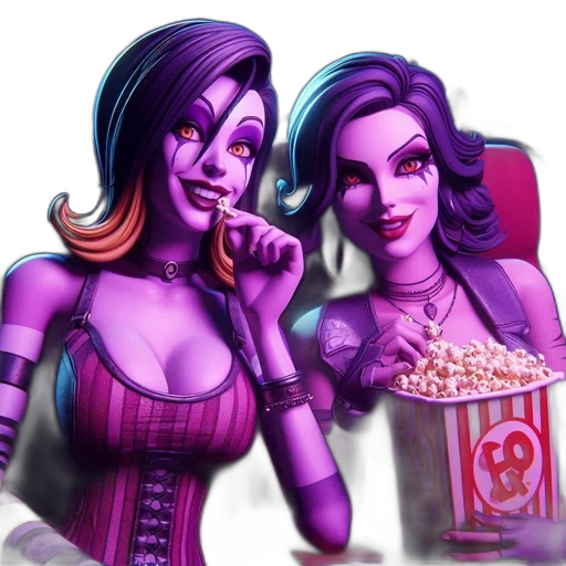 comic book art, concept art, fantasy art, 3d render, neon lights, two, animated, females transparent PNG cut-out
