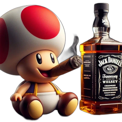 bottle, hat, weapon, 3d render, concept art, 3d-rendered, likeness, toad transparent PNG cut-out