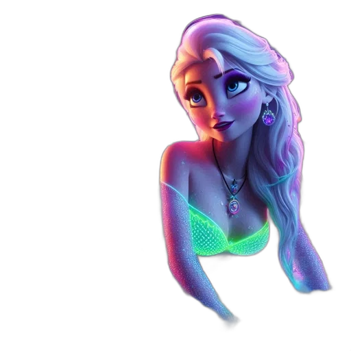 3d render, concept art, cartoon, fantasy art, neon lights, underwater, neon, pastel transparent PNG cut-out