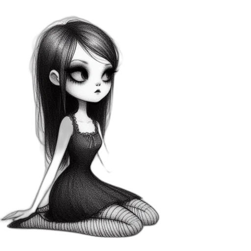 dress, creature, hair, mask, cartoon, fantasy art, pixel art, concept art transparent PNG cut-out