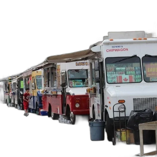 food, trucks, line, street, boy, red, shorts, standing transparent PNG cut-out