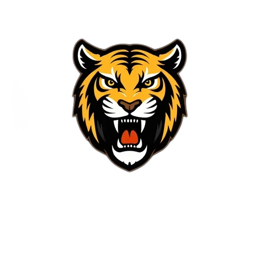 animal, 3d render, close-up, yellow, black, tiger, head, logo transparent PNG cut-out