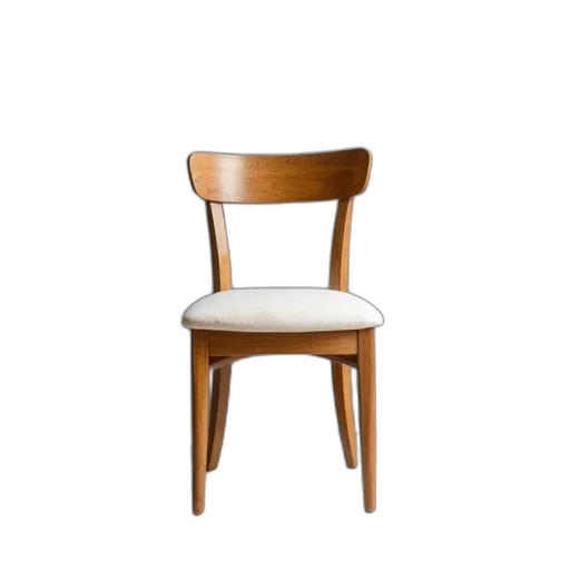 furniture, crown, 3d render, wooden, chair, curved, backrest, cushioned transparent PNG cut-out