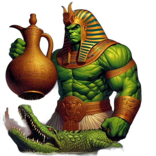 dragon, concept art, fantasy art, pixel art, comic book art, ancient, egyptian-styled, hulk-like transparent PNG cut-out