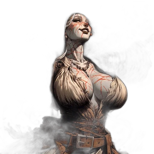 dress, face, concept art, fantasy art, comic book art, photorealistic, dark, earth tones transparent PNG cut-out