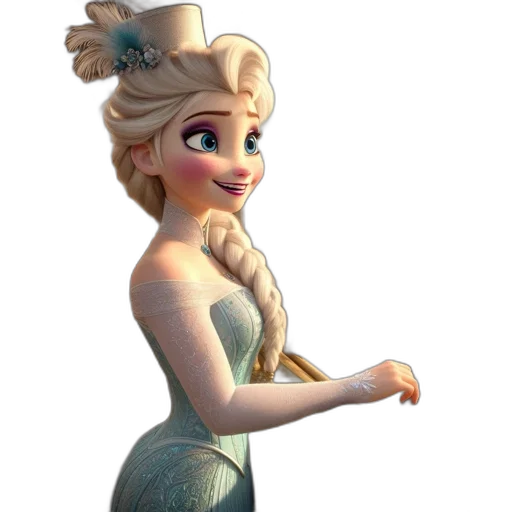 dress, crown, staff, face, 3d render, concept art, cartoon, fantasy art transparent PNG cut-out