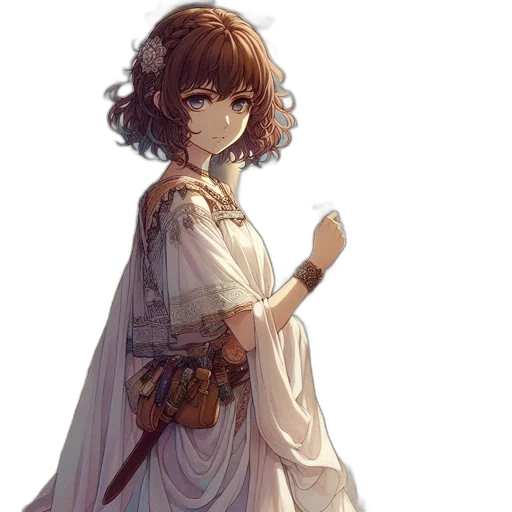 dress, sword, staff, weapon, fantasy art, concept art, anime, pixel art transparent PNG cut-out
