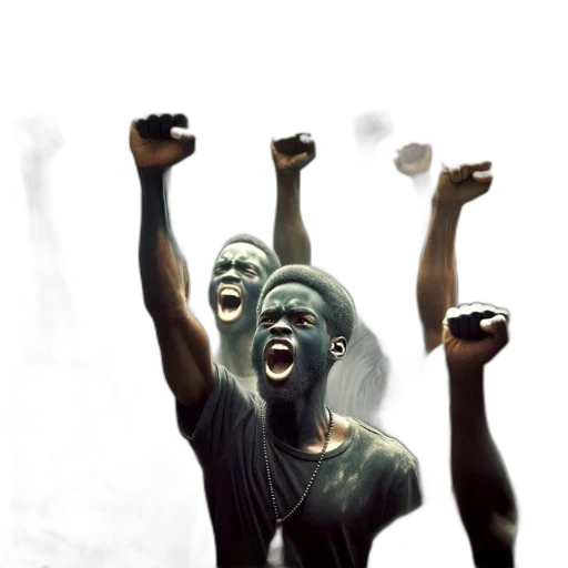 mask, weapon, concept art, photorealistic, comic book art, 3d render, group, african transparent PNG cut-out