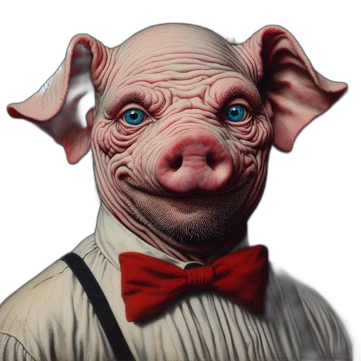 face, animal, creature, mask, photorealistic, 3d render, concept art, pig transparent PNG cut-out
