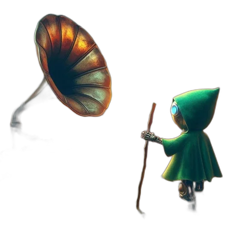 umbrella, staff, hat, creature, concept art, fantasy art, 3d render, pixel art transparent PNG cut-out