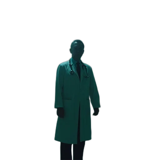 jacket, staff, robot, umbrella, 3d render, concept art, pixel art, vaporwave transparent PNG cut-out