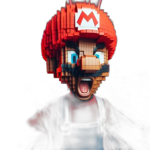 mask, face, robot, hat, pixel art, concept art, 3d render, photorealistic transparent PNG cut-out